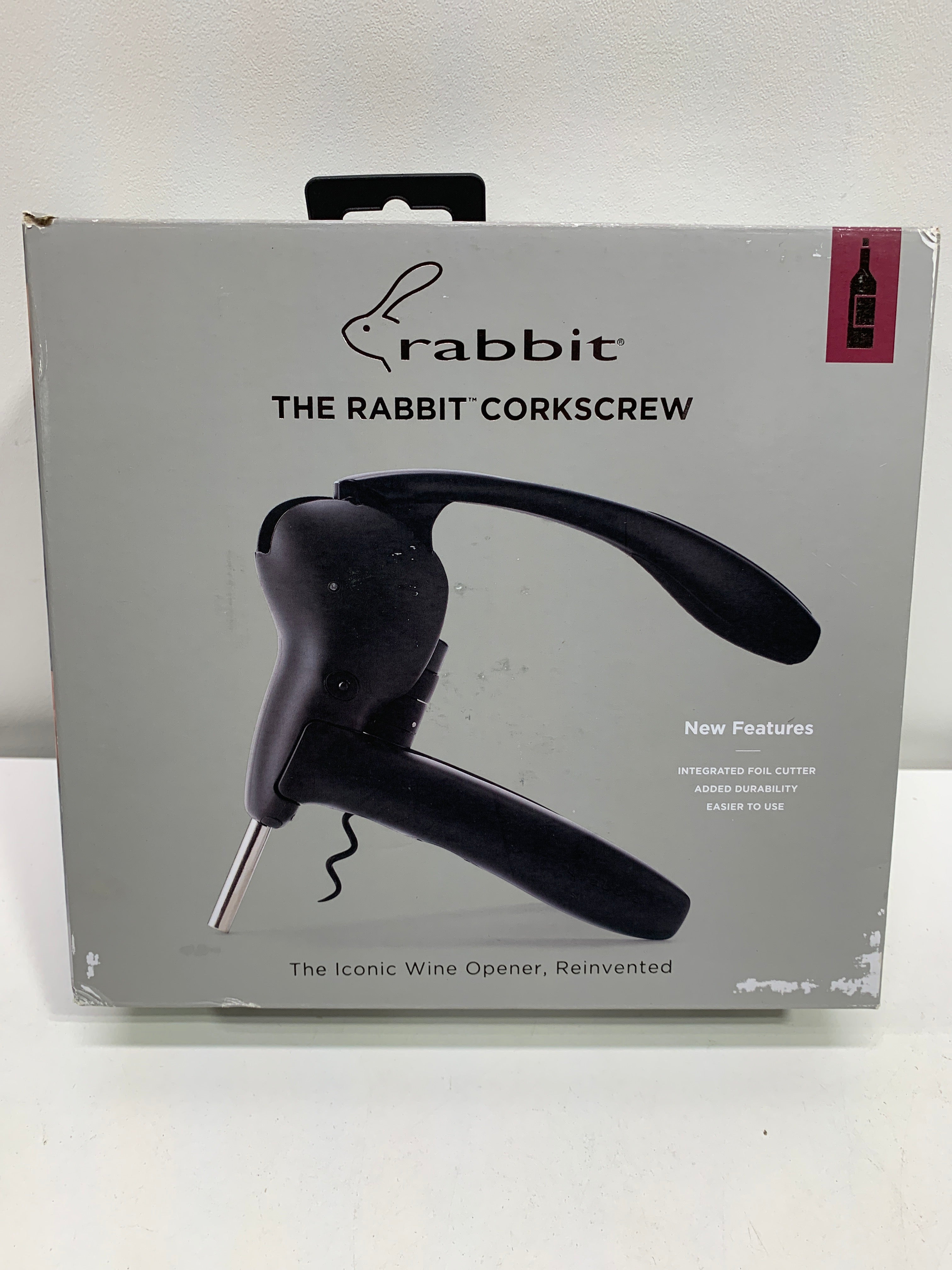 Rabbit Lever Corkscrew Set Black: Manual Wine Opener Plastic & Metal Spot Clean 8.8’’ Width 1.24 Lbs - *Kitchen & Dining