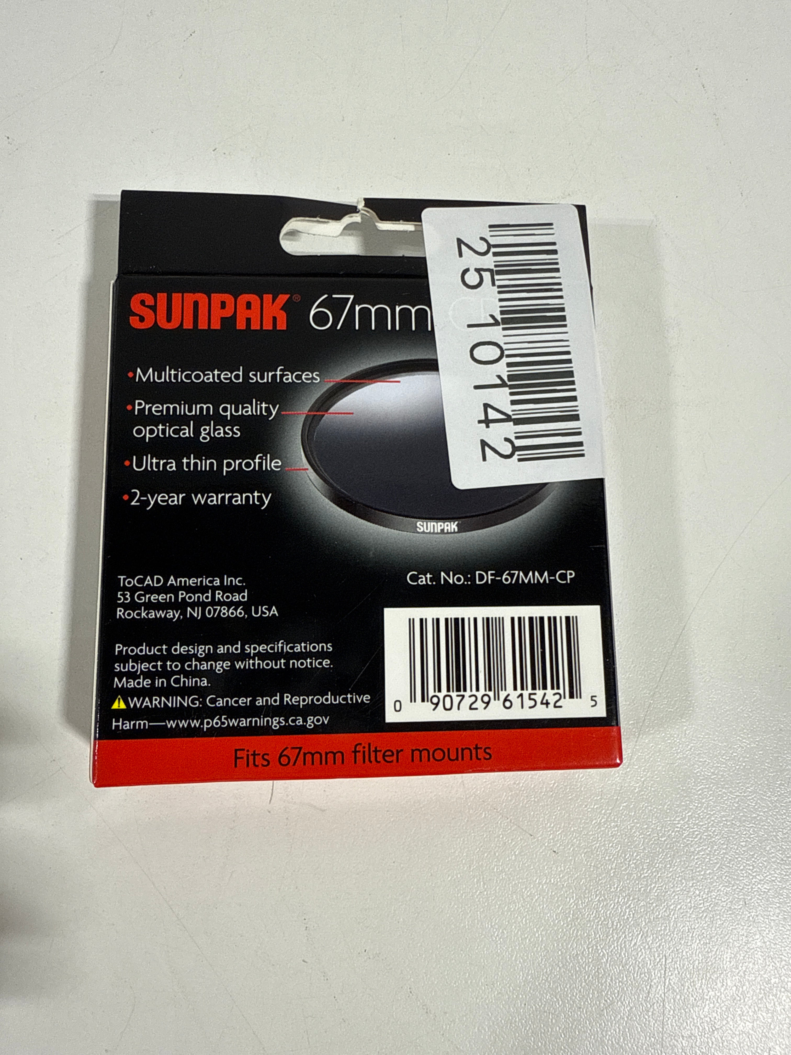 Sunpak - Circle 67mm Polarizer Lens Filter - *Cameras Camcorders & Drones