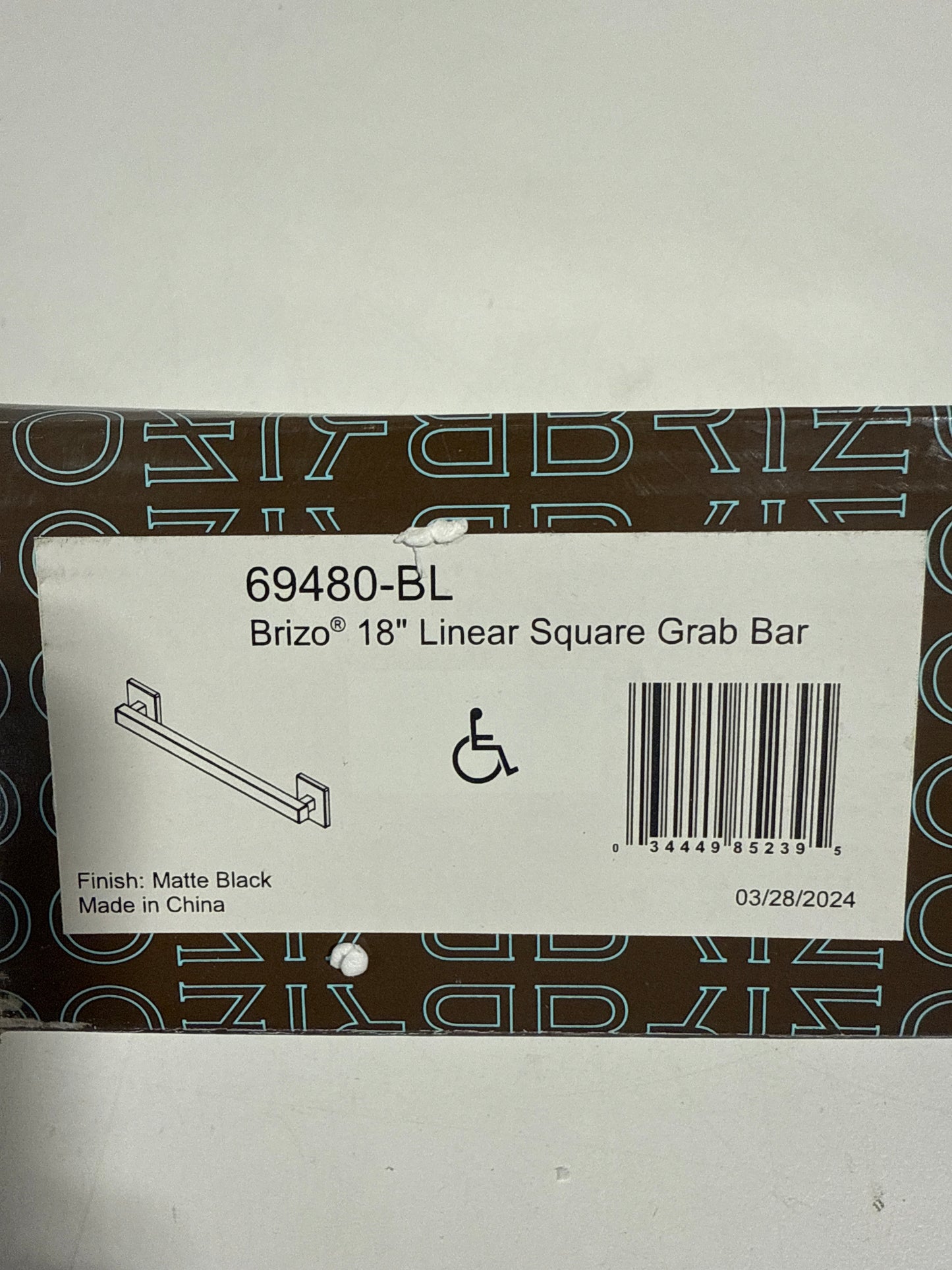 Brizo 69480 Modern 18" Grab Bar with Square Escutcheons Matte Black