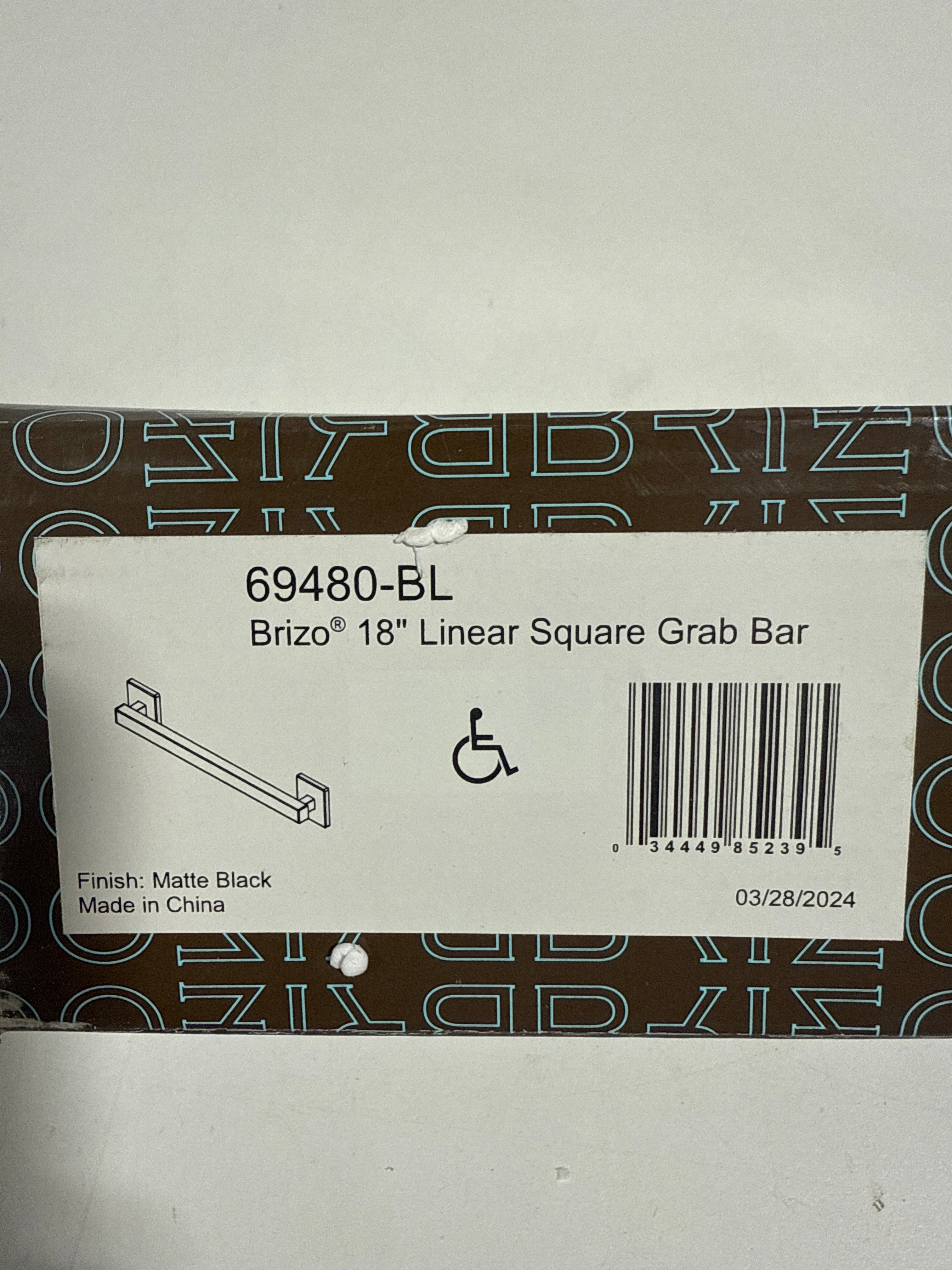 Brizo 69480 Modern 18’’ Grab Bar with Square Escutcheons Matte Black - *Plumbing