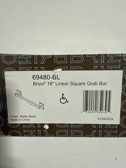 Brizo 69480 Modern 18" Grab Bar with Square Escutcheons Matte Black