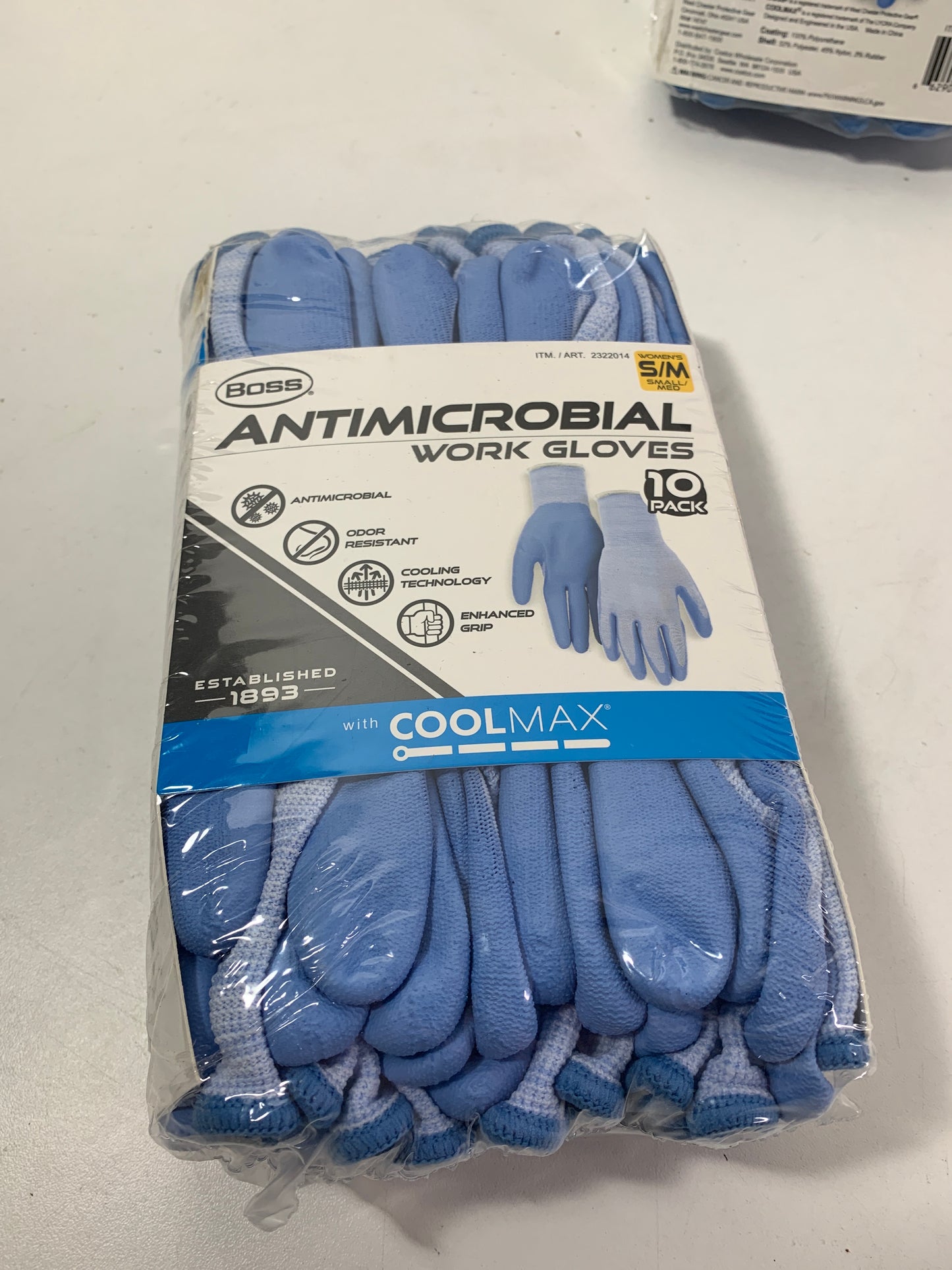 Womens Antimicrobial Odor Resistant Work Gloves W/Coolmax Small /Medium 20 Pack