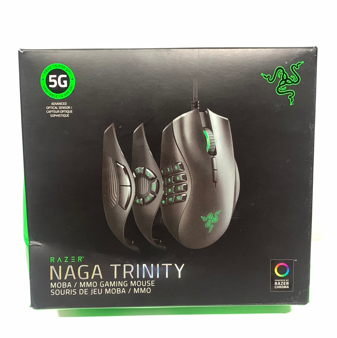 Razer - Naga Trinity Wired Optical Gaming Mouse with Interchangeable Side Plates in 2, 6, 12 Button Configurations - Black