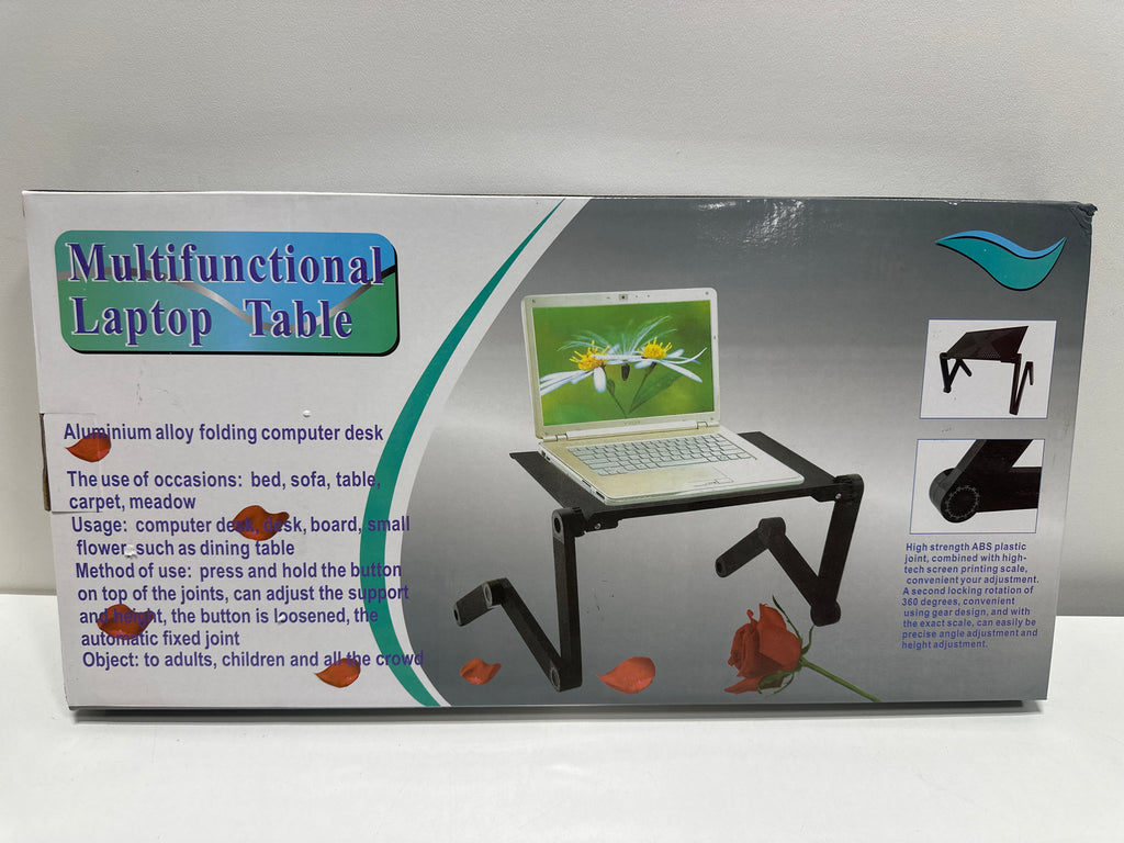 Laptop Table, Adjustable Laptop Bed Table, Portable Laptop Workstation CPU Cooling Fans and Mouse Pad，Ergonomic Lap Desk TV Bed Tray Standing Desk
