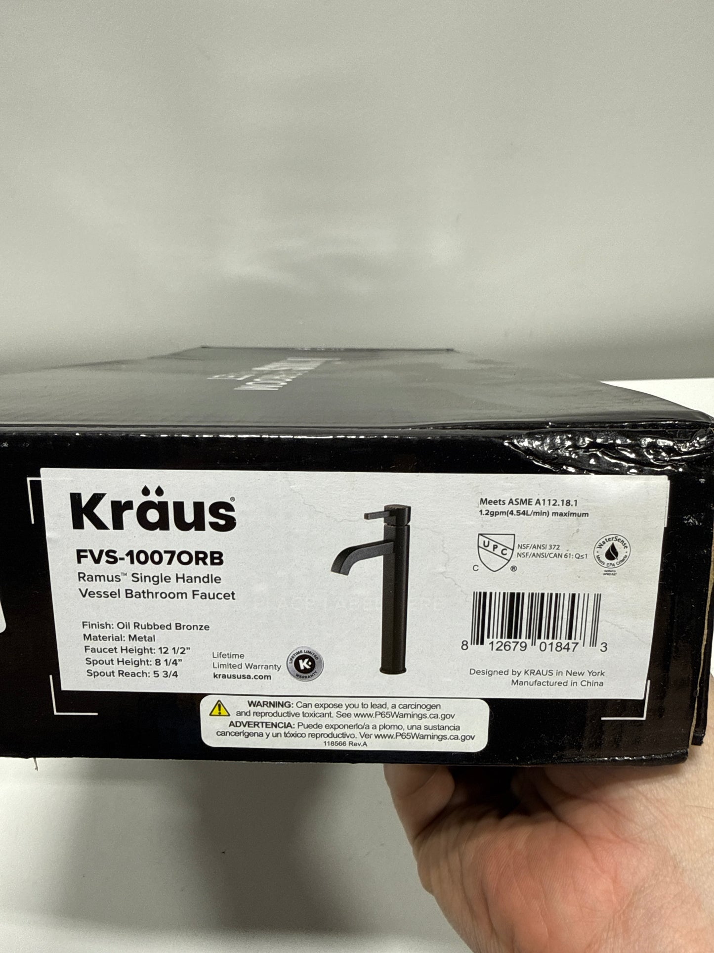 KRAUS Ramus Single Handle Vessel Sink Bathroom Faucet in Oil Rubbed Bronze, FVS-1007ORB