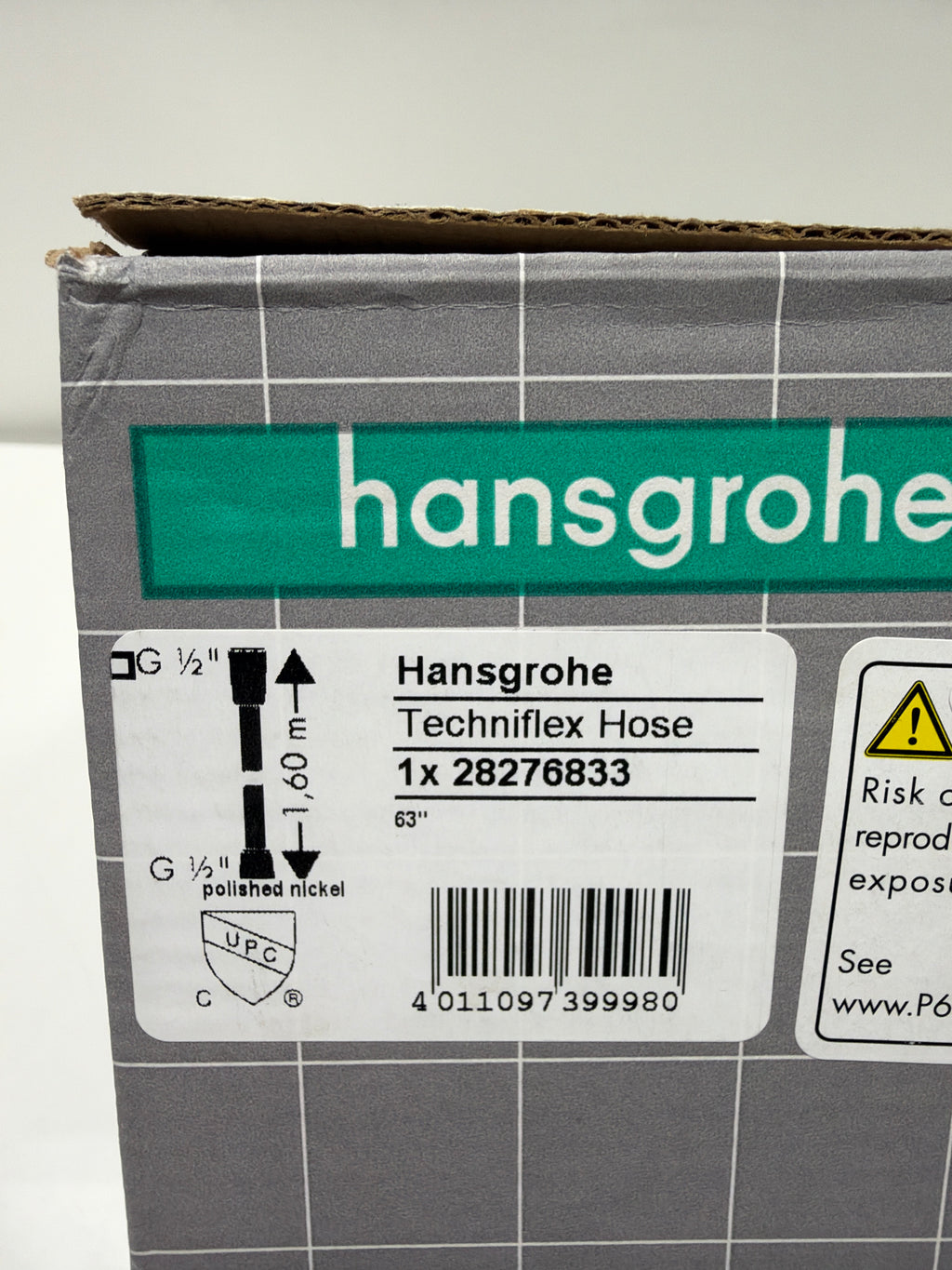 Hansgrohe 28276 Techniflex 63" Hand Shower Hose with 1/2" Connections Polished Nickel