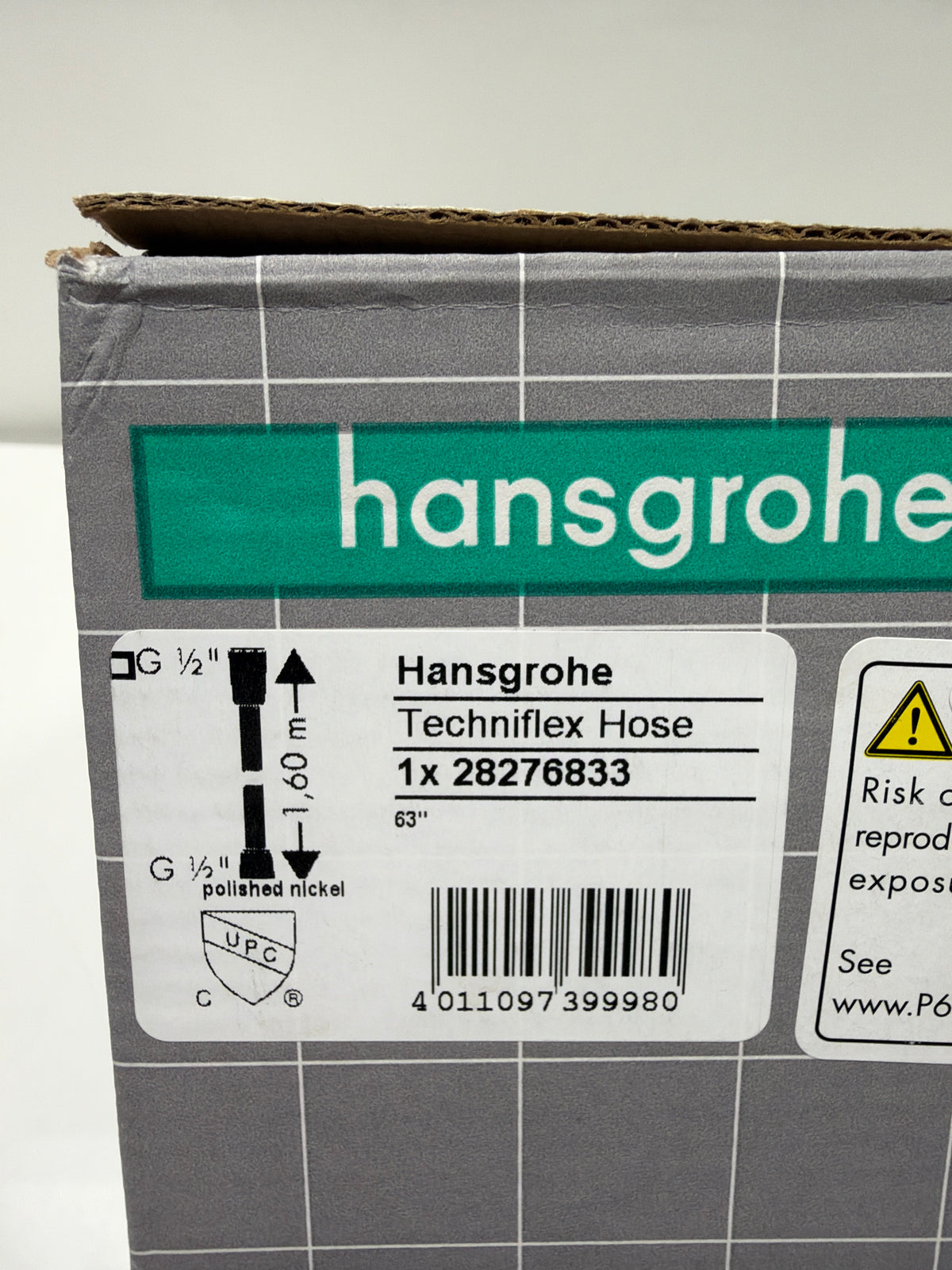 Hansgrohe 28276 Techniflex 63" Hand Shower Hose with 1/2" Connections Polished Nickel
