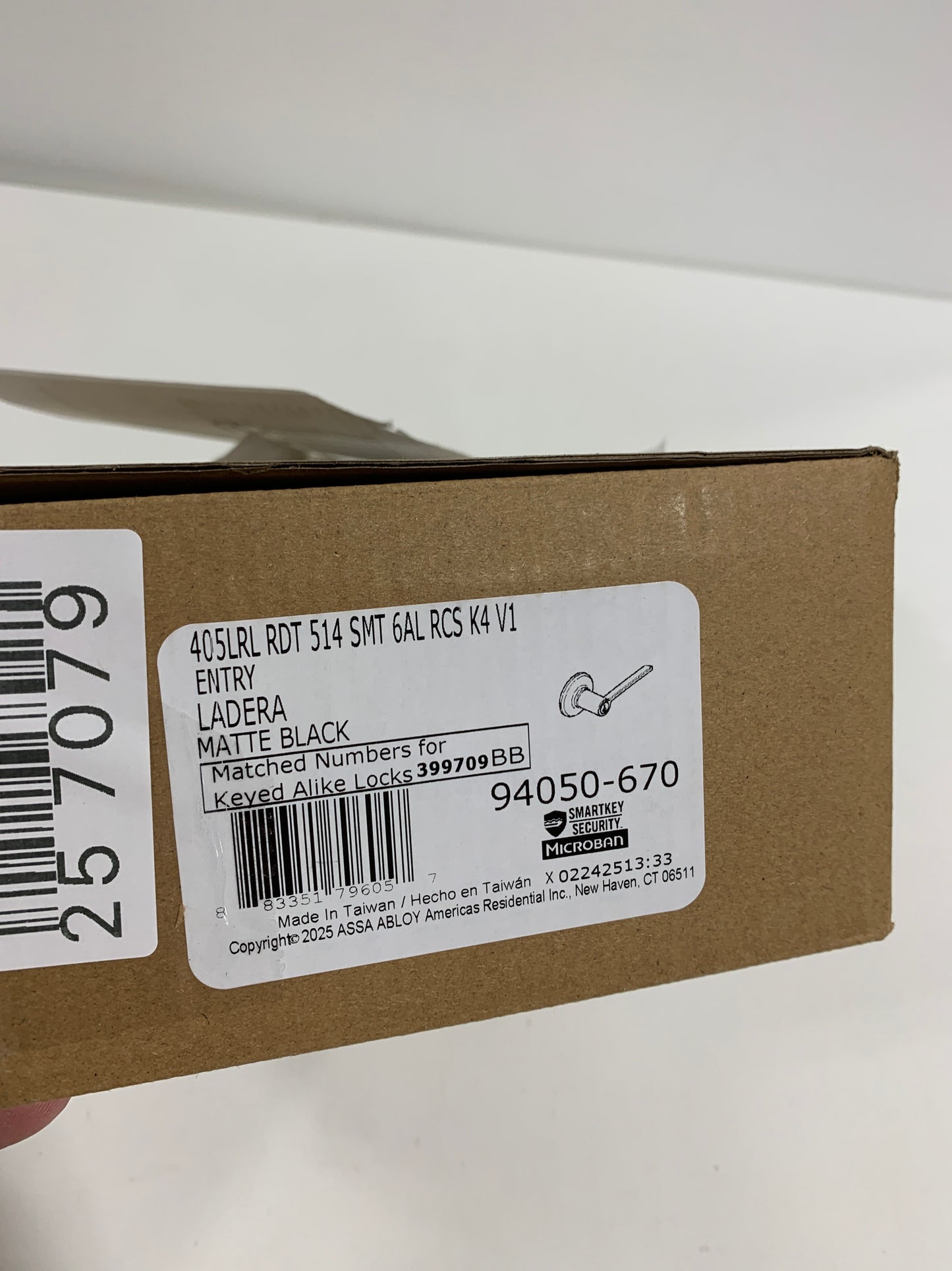 Kwikset - Ladera Matte Black Keyed Entry Door Handle Featuring SmartKey Security