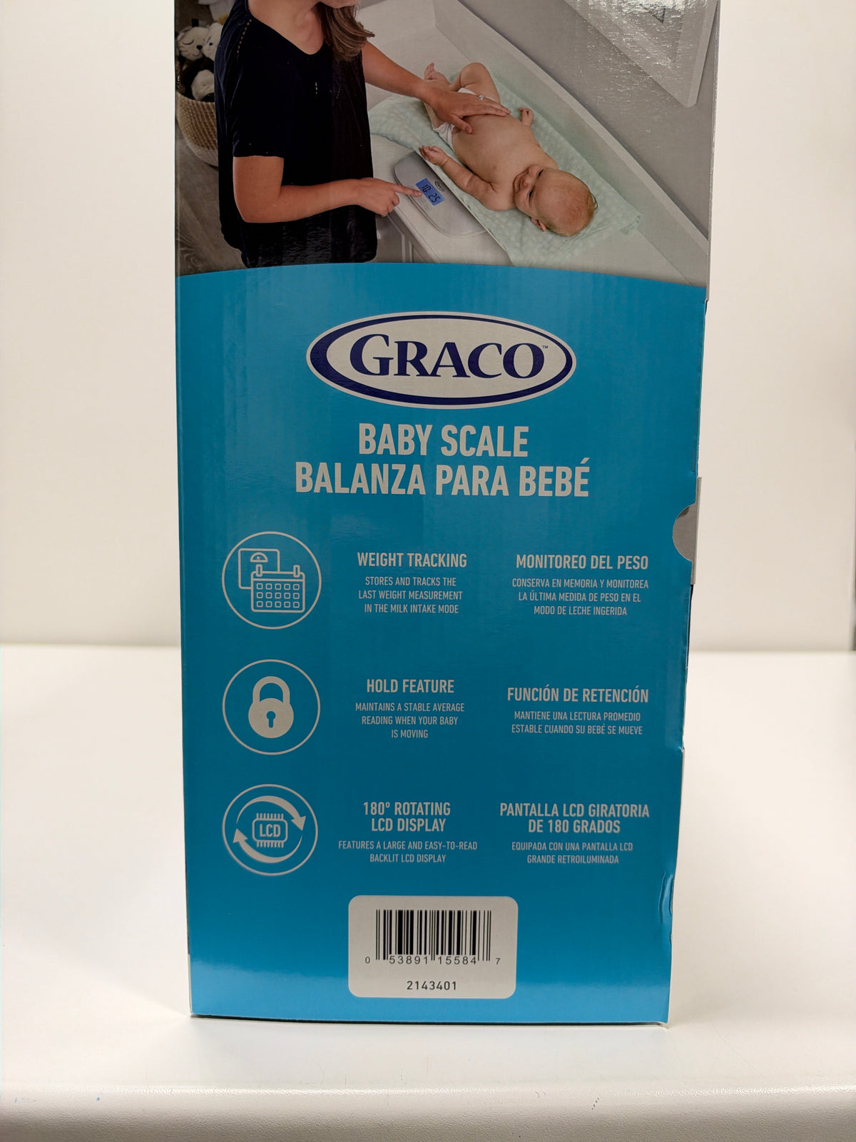 Graco Digital LCD Infant to Toddler to Big Kid Multifunction Baby Weight Scale 3 Weighing Modes Removable Tray Downloadable Growth Chart 220 Lb