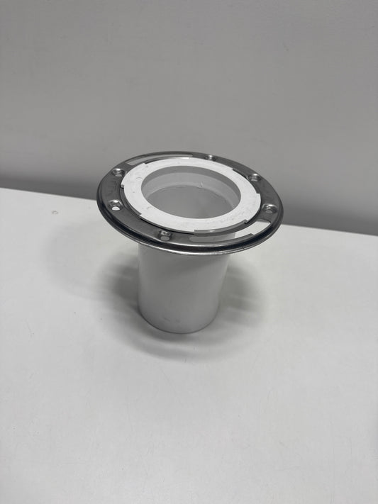 Jones Stephens 3 X 4 PVC Closet Flange W /SS Ring Less Knockout Model: C57334