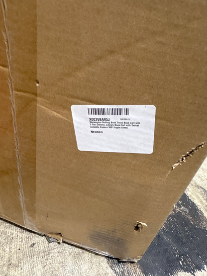 Scratch Workington Rolling Book Truck Book Cart with 3 Flat Shelves, Library Book Cart with Swivel Lockable Casters 3001 Apple Green