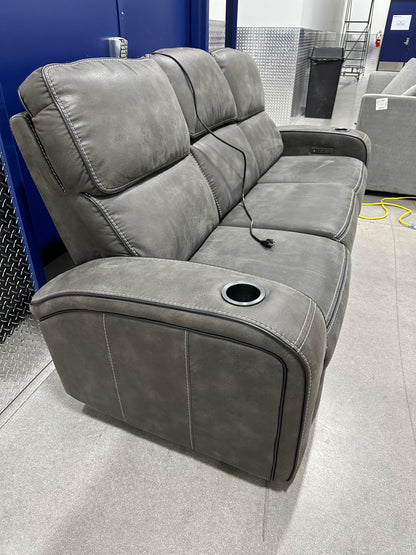 Used Matteus Fabric Power Reclining Sofa with Drop Down Table