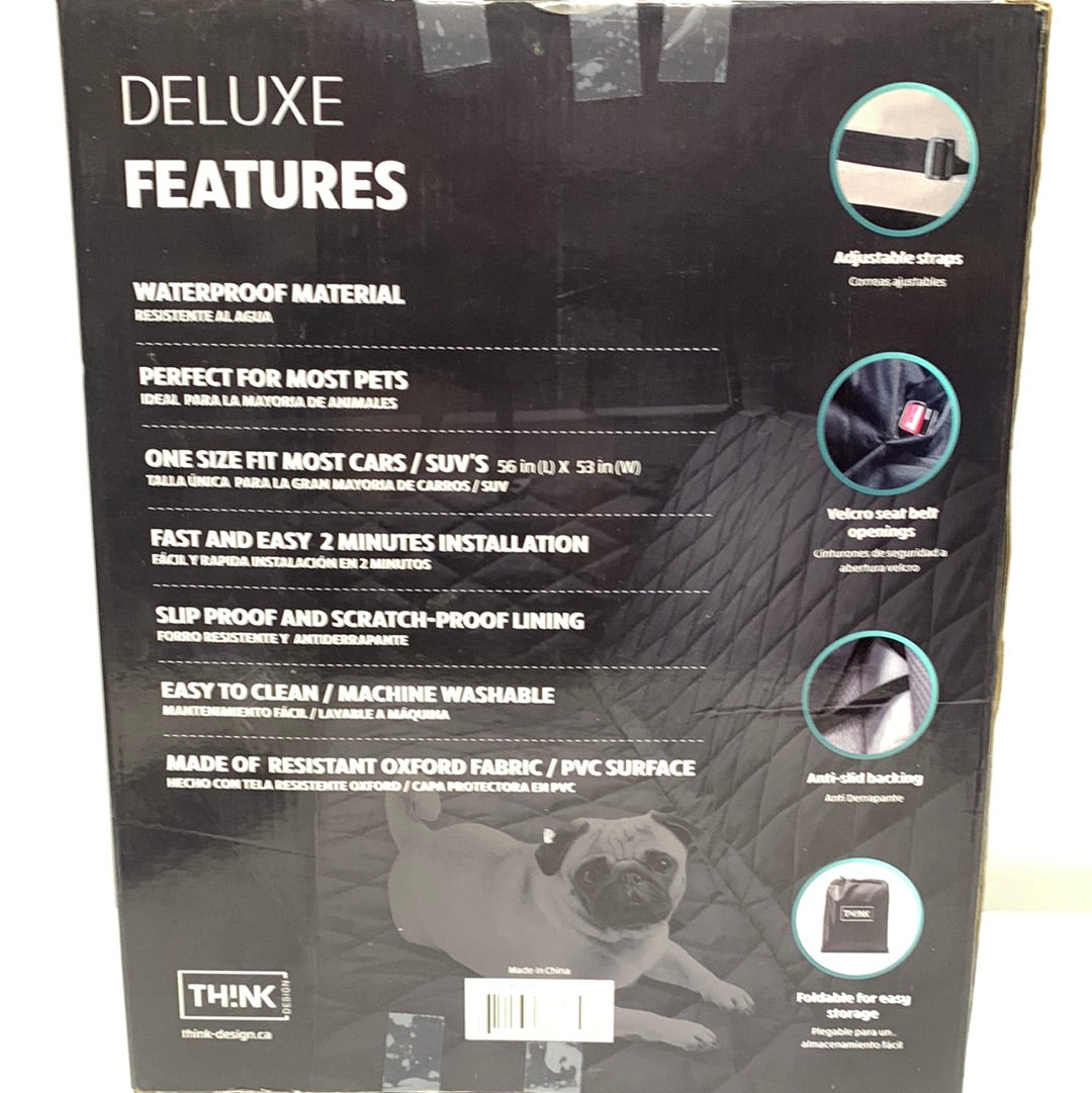 Think Design Deluxe Pet Car Seat Cover, Black