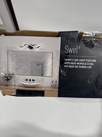 Swirl 27 in. 1-Light Matte Black Modern Integrated LED Vanity Light Bar for Bathroom