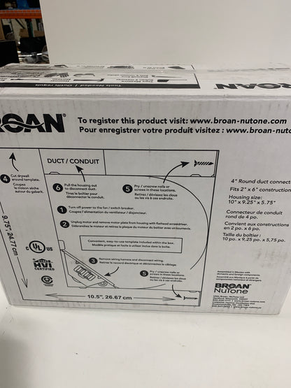 Broan 80 CFM 0.7 Sones Single Speed Ceiling Mounted Humidity Sensing Exhaust Fan with Energy Star Rating from the InVent Series