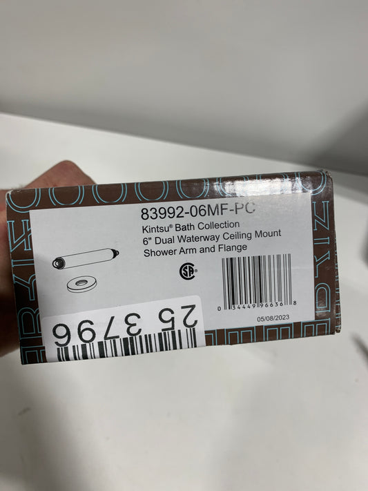 Brizo 83992-06MF Kintsu 6" Dual Waterway Ceiling Mount Shower Arm and Round Flange - Less Rough in Chrome