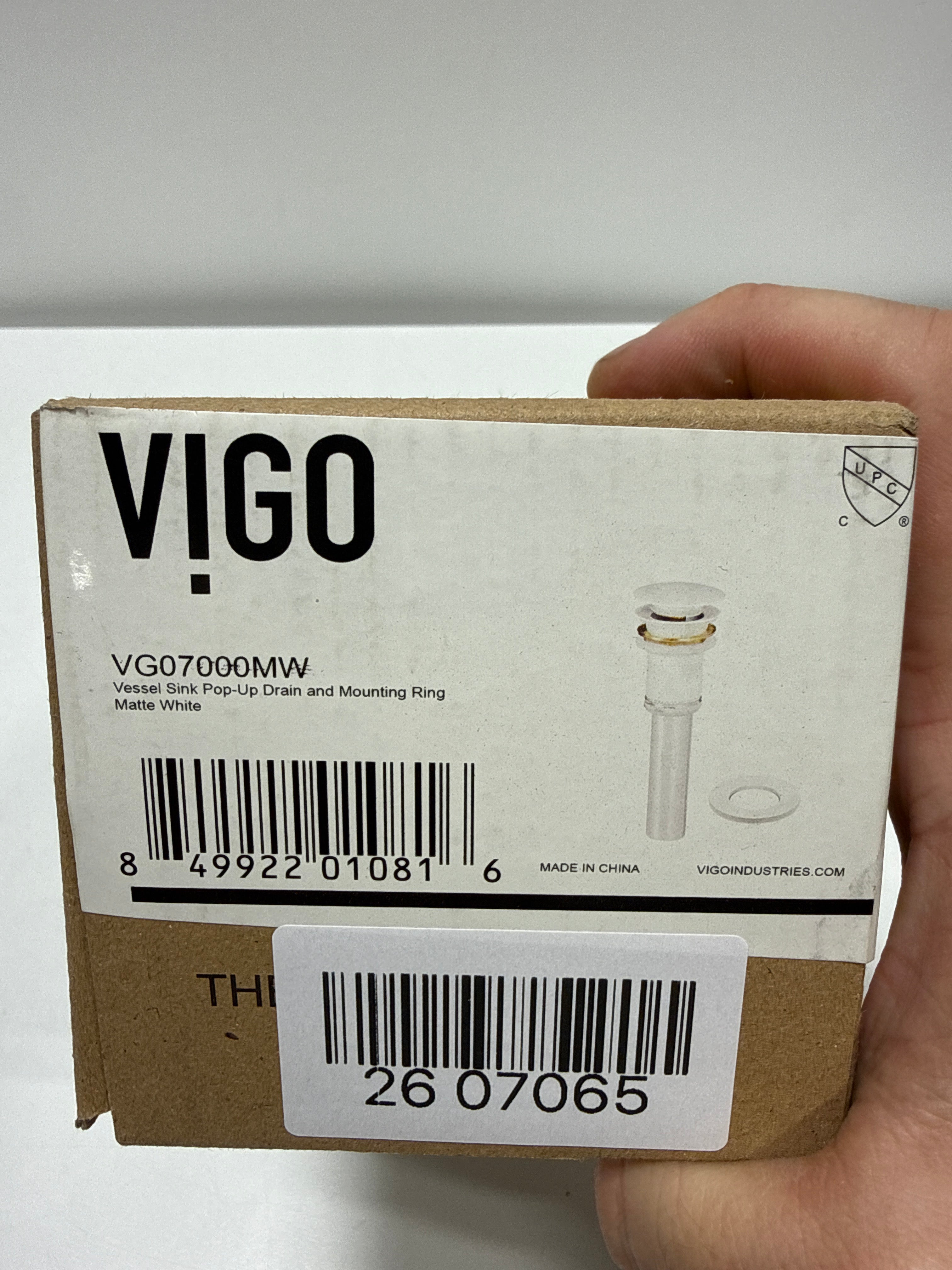 VIGO Vessel Bathroom Sink Pop-up Drain and Mounting Ring in Matte White