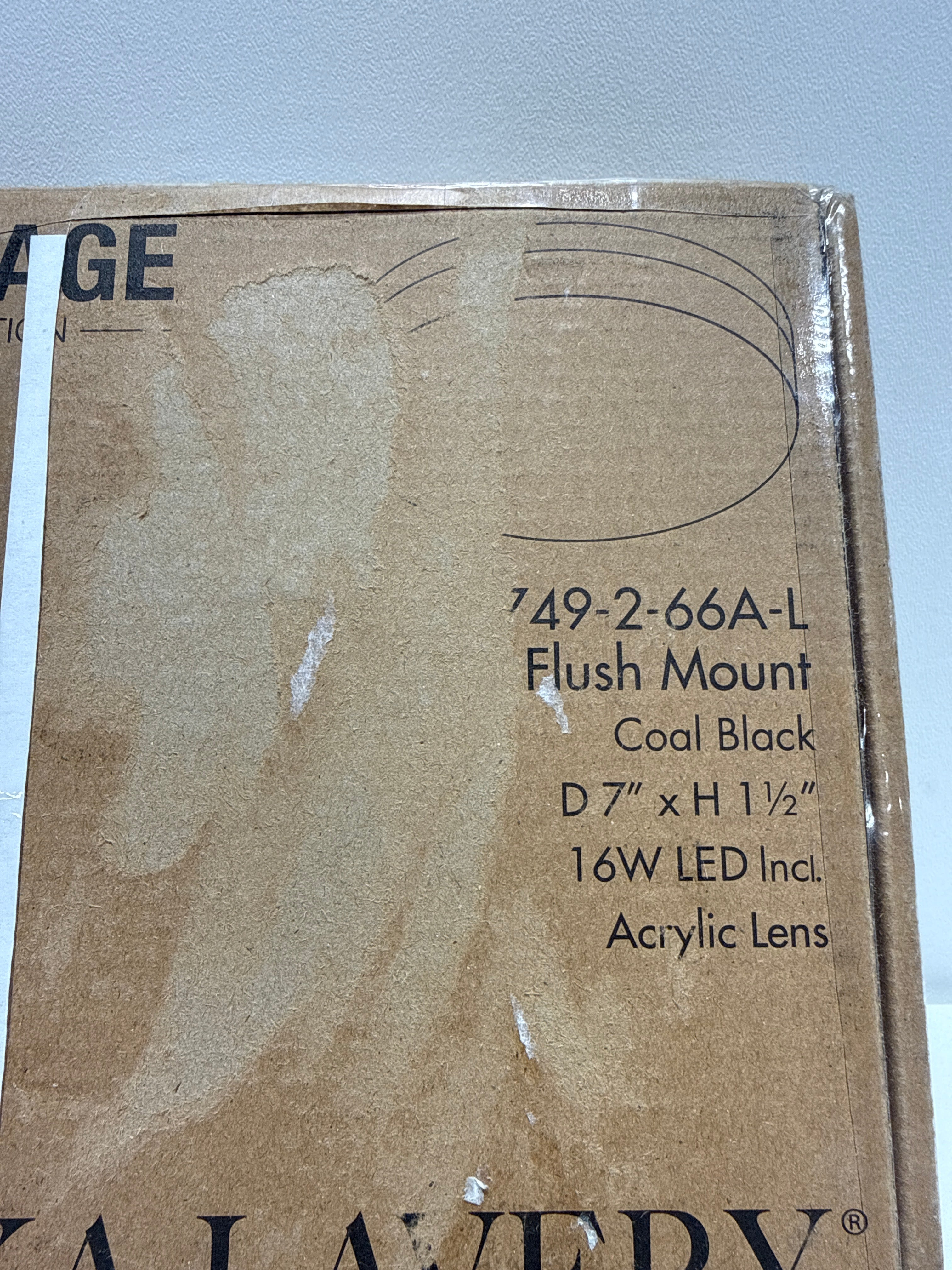 Minka Lavery 749-2-66A-L Vantage LED Flush Mount, 1-Light, 16 Total Watts, 7-in H x 1.5-in W, Coal Black