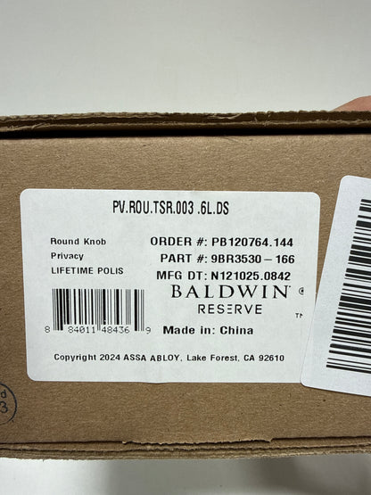 Baldwin PVROUTSR003 Reserve Privacy Round with Traditional Square Rose in Lifetime Brass Finish
