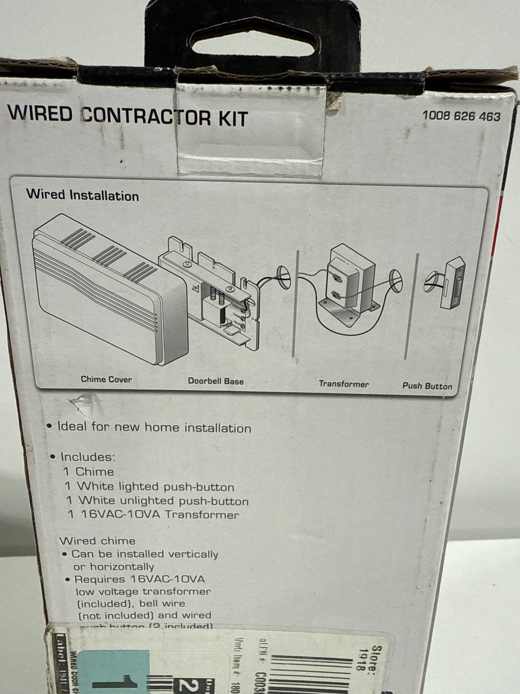 Wired Contractor Doorbell Kit with 2 Wired Push Buttons White - *Lighting & Electrical