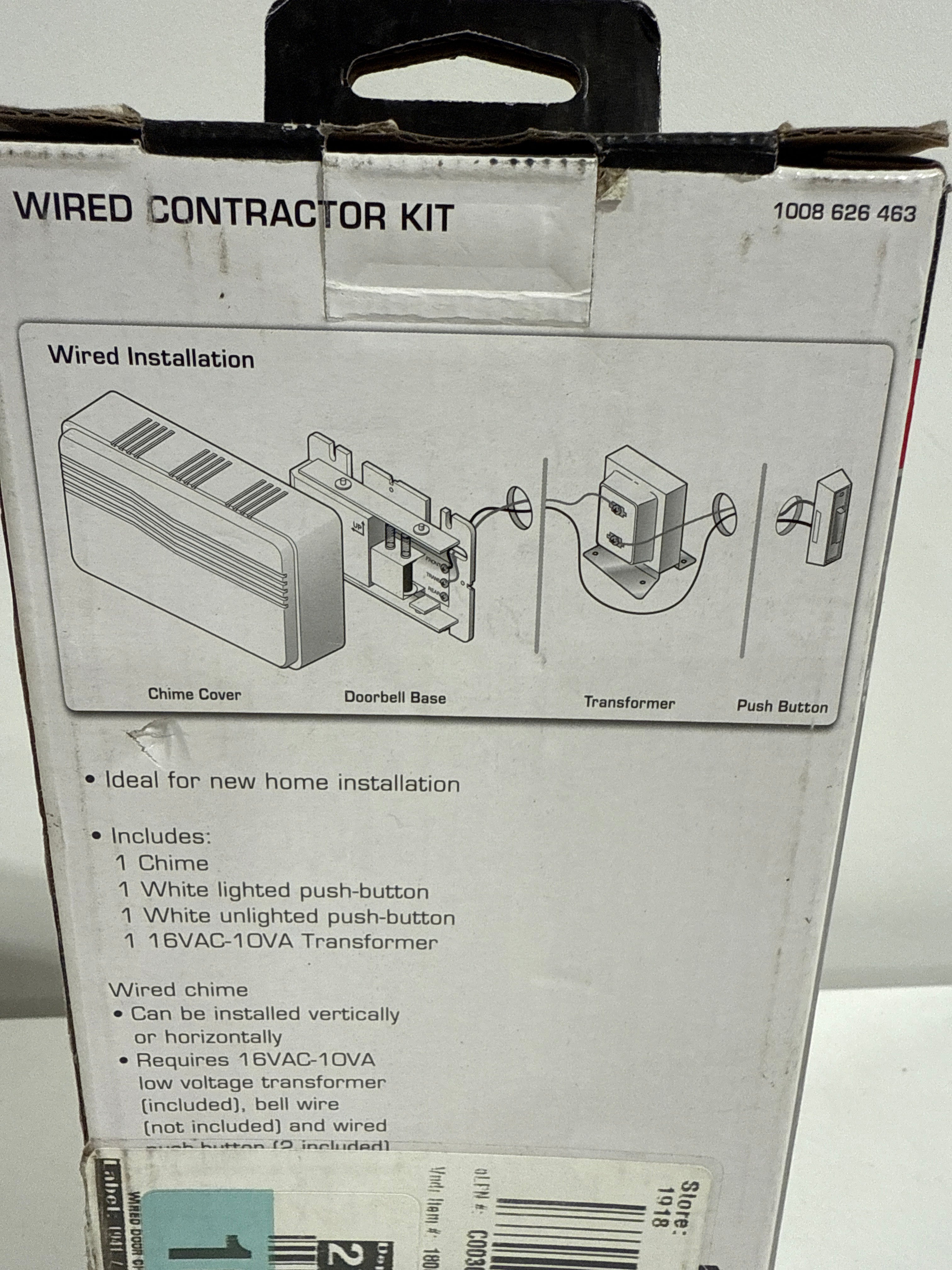 Wired Contractor Doorbell Kit with 2 Wired Push Buttons White - *Lighting & Electrical