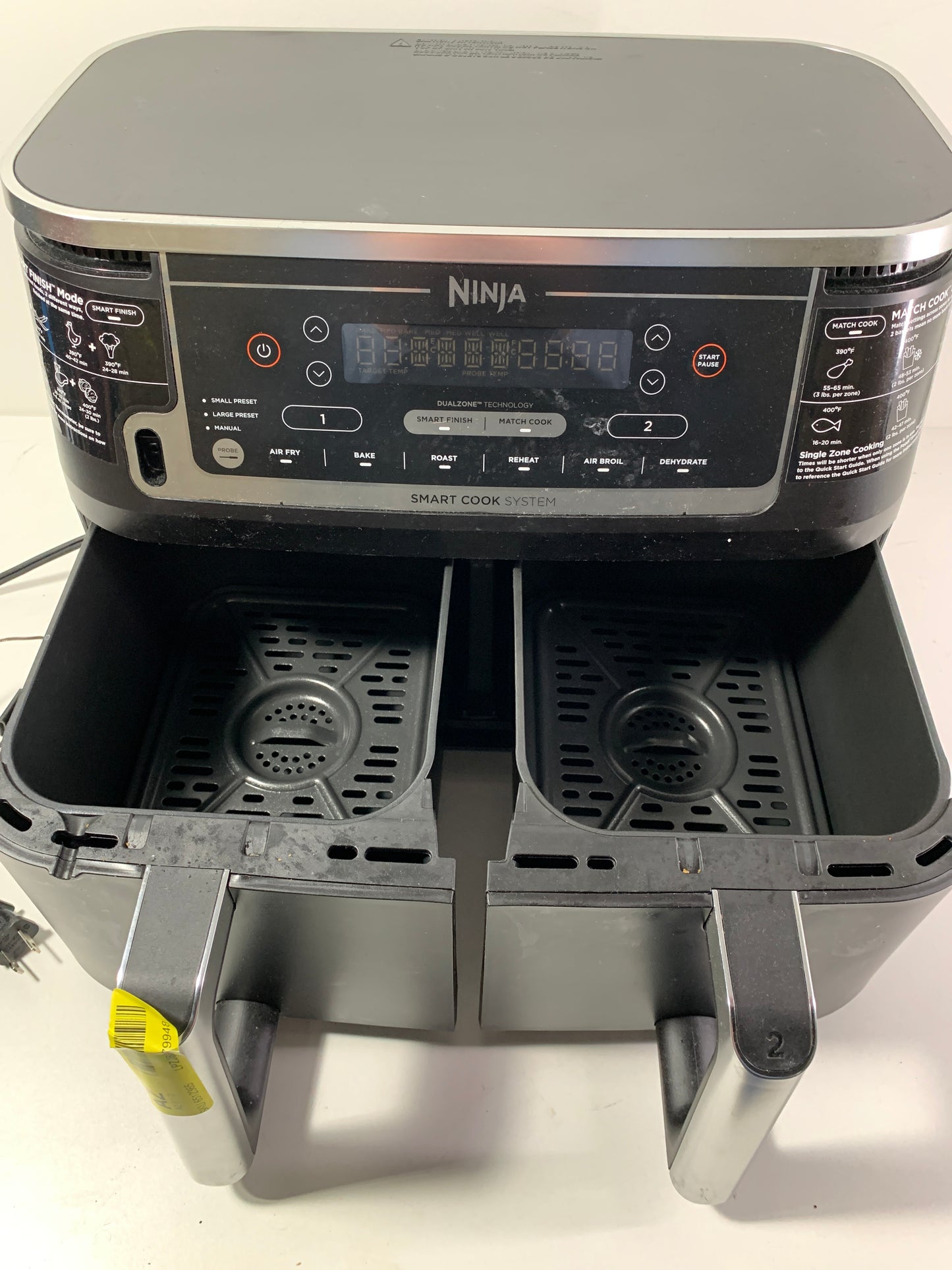 Used Ninja DZ550 Foodi 10 Quart 6-in-1 DualZone Smart XL Air Fryer