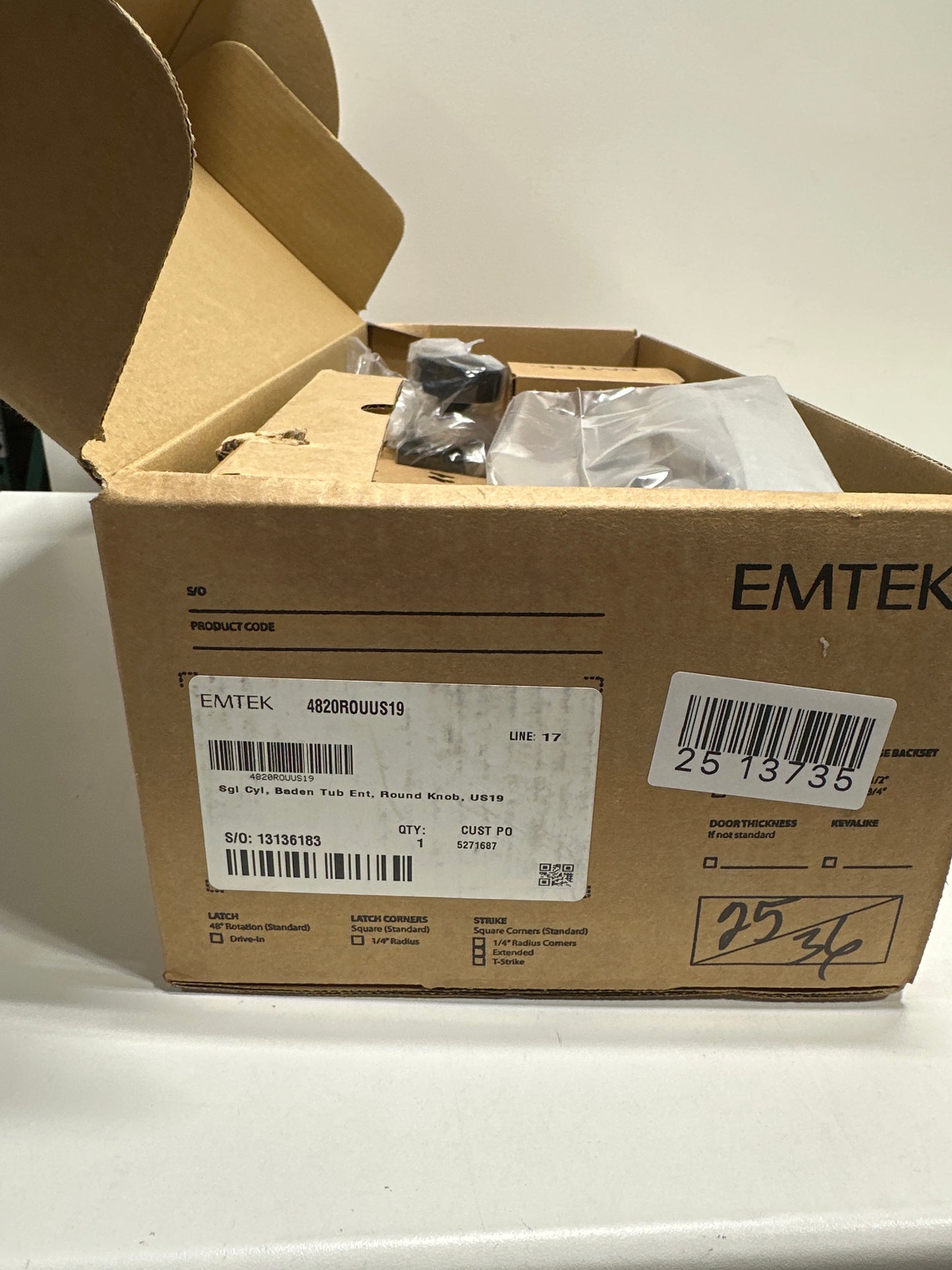 Emtek Baden Sectional Single Cylinder Keyed Entry Handleset with Round Interior Knob Model: 4820ROUUS19 | *Tools