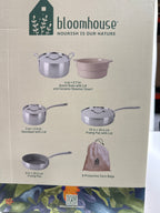 Bloomhouse 8 Piece Triply Stainless Steel Pots and Pans Cookware Set W/Non Toxic Pro Ceramic Non Stick Interior