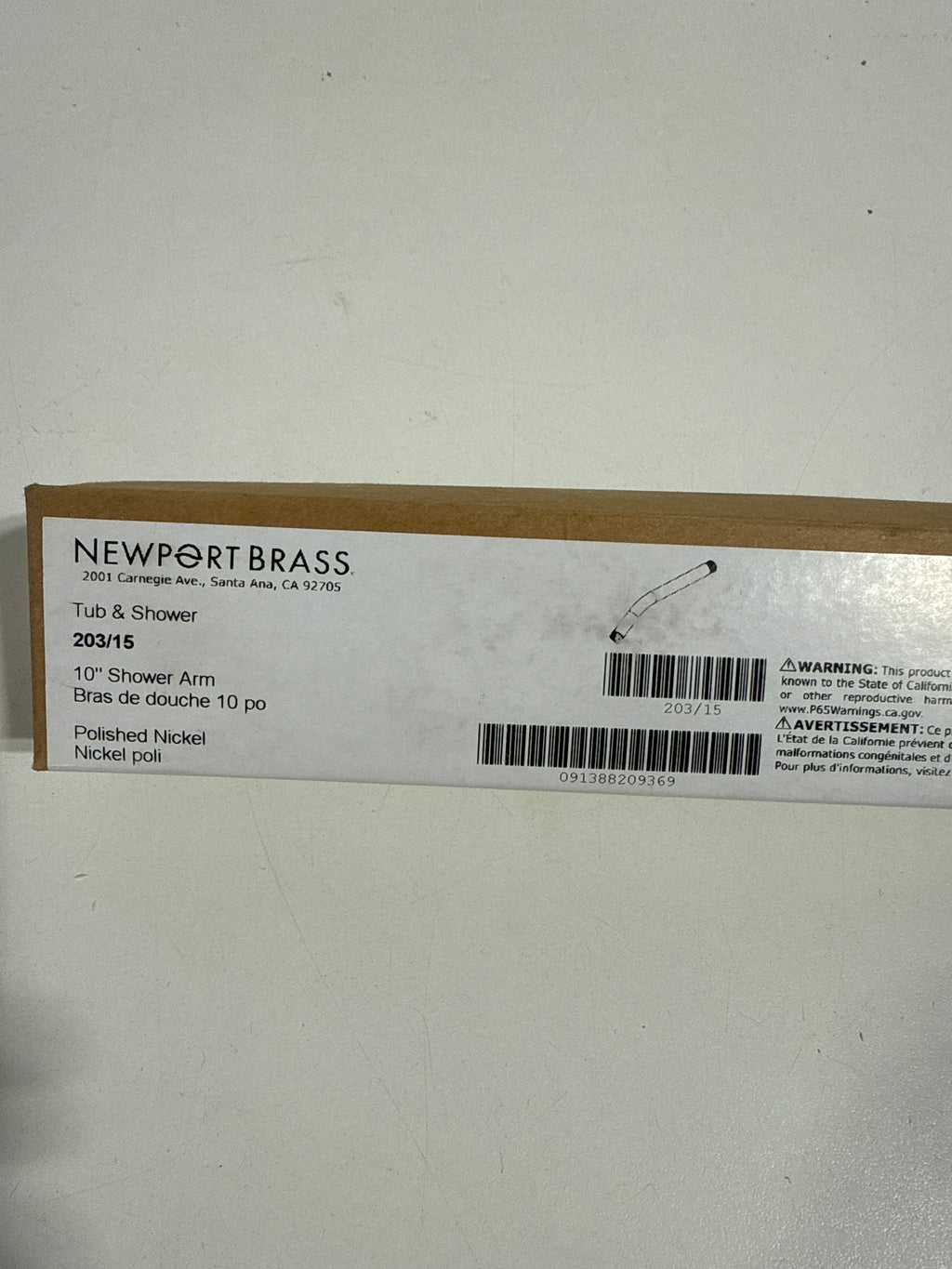Newport Brass 203 Tub and Shower 9’’ Wall Mounted Shower Arm Polished Nickel Bath - *Plumbing