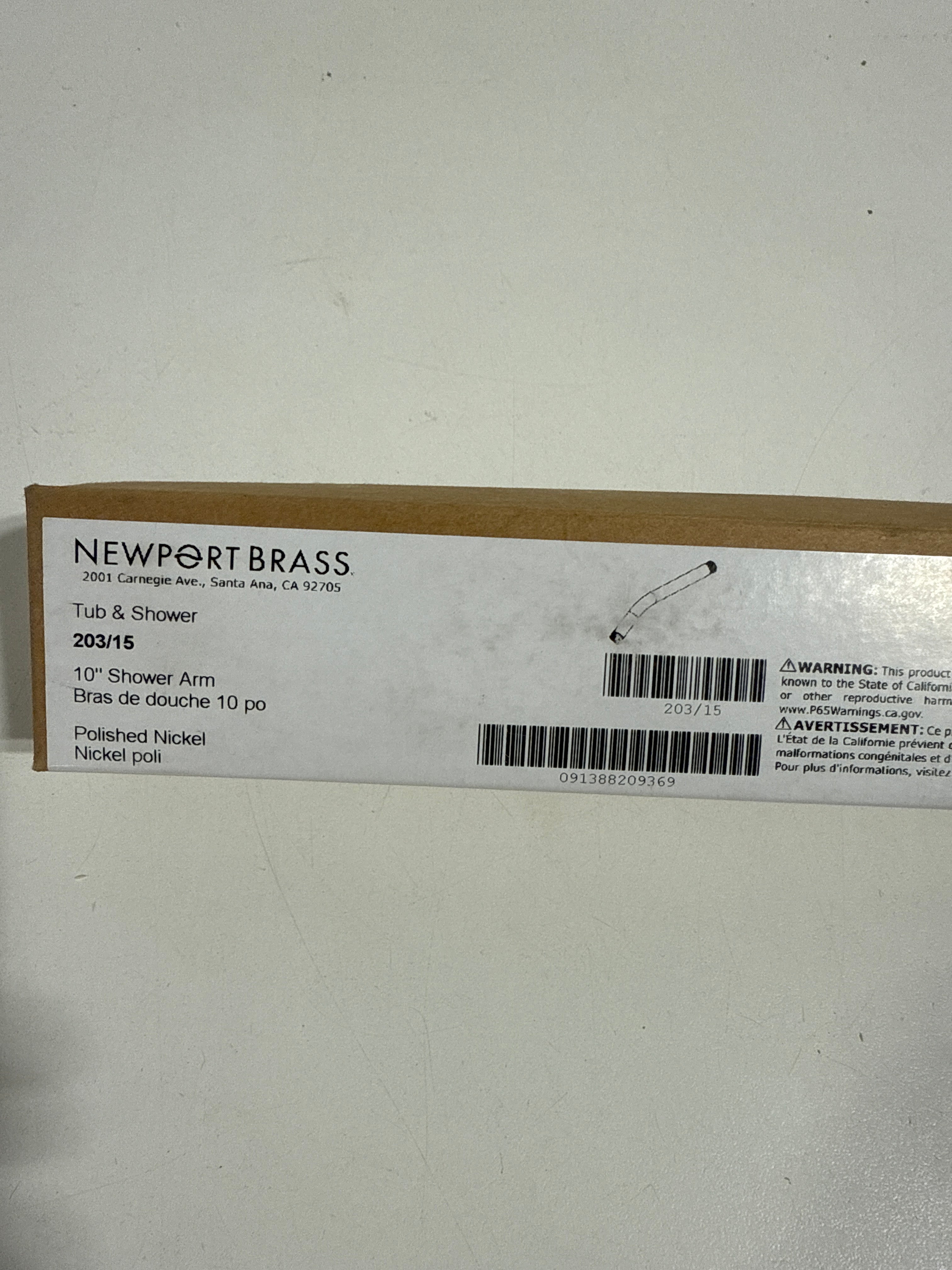 Newport Brass 203 Tub and Shower 9’’ Wall Mounted Shower Arm Polished Nickel Bath - *Plumbing