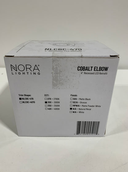 Nora Lighting NLCBC-47030XN-A 4 in. 800 Lumen 3000K Cobalt Retrofit Elbow, Natural Metal