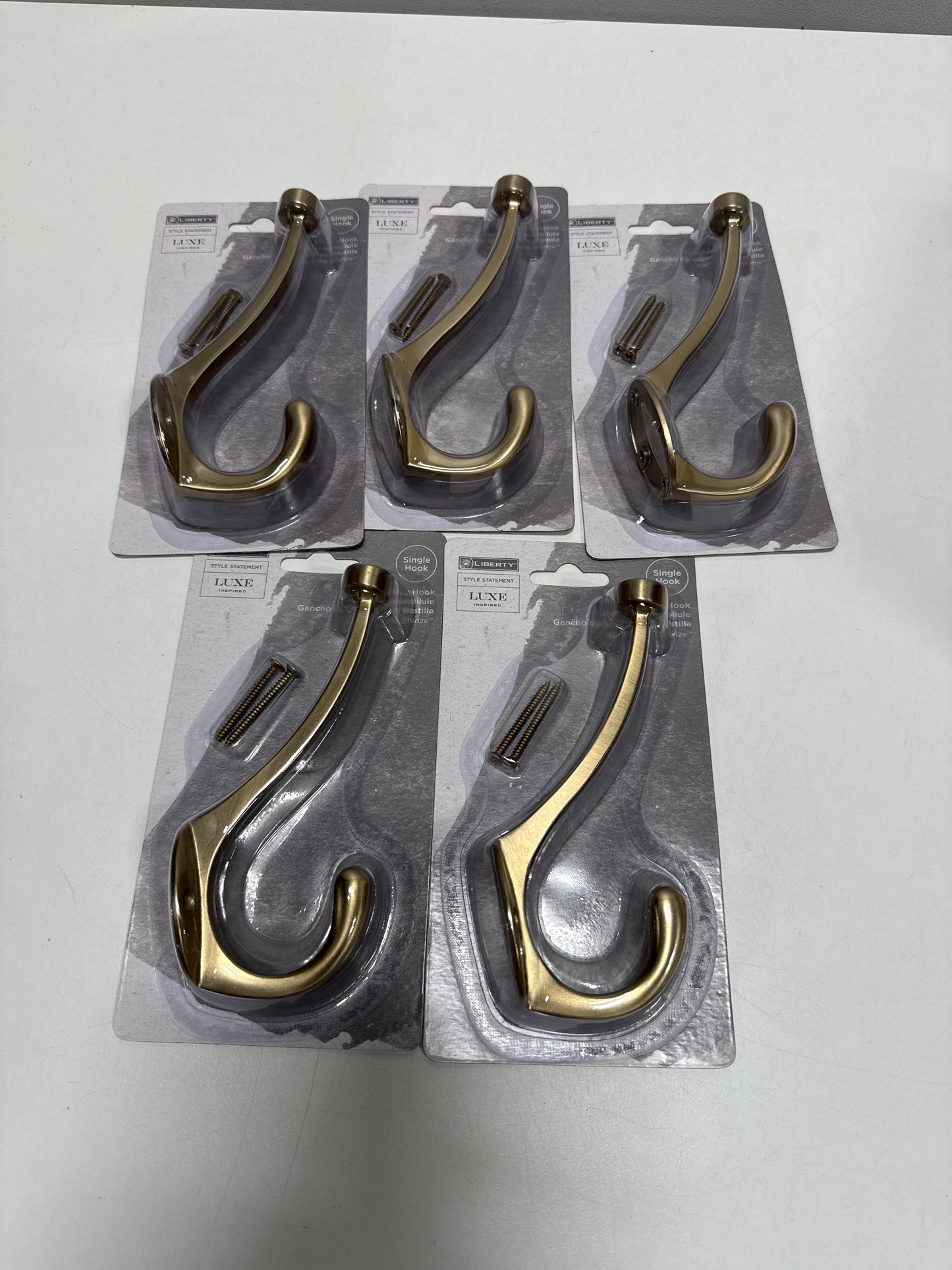 5 x Liberty Hardware B34865c-U Pilltop 5-5/8 Long Double Pronged Utility Hook - Bronze