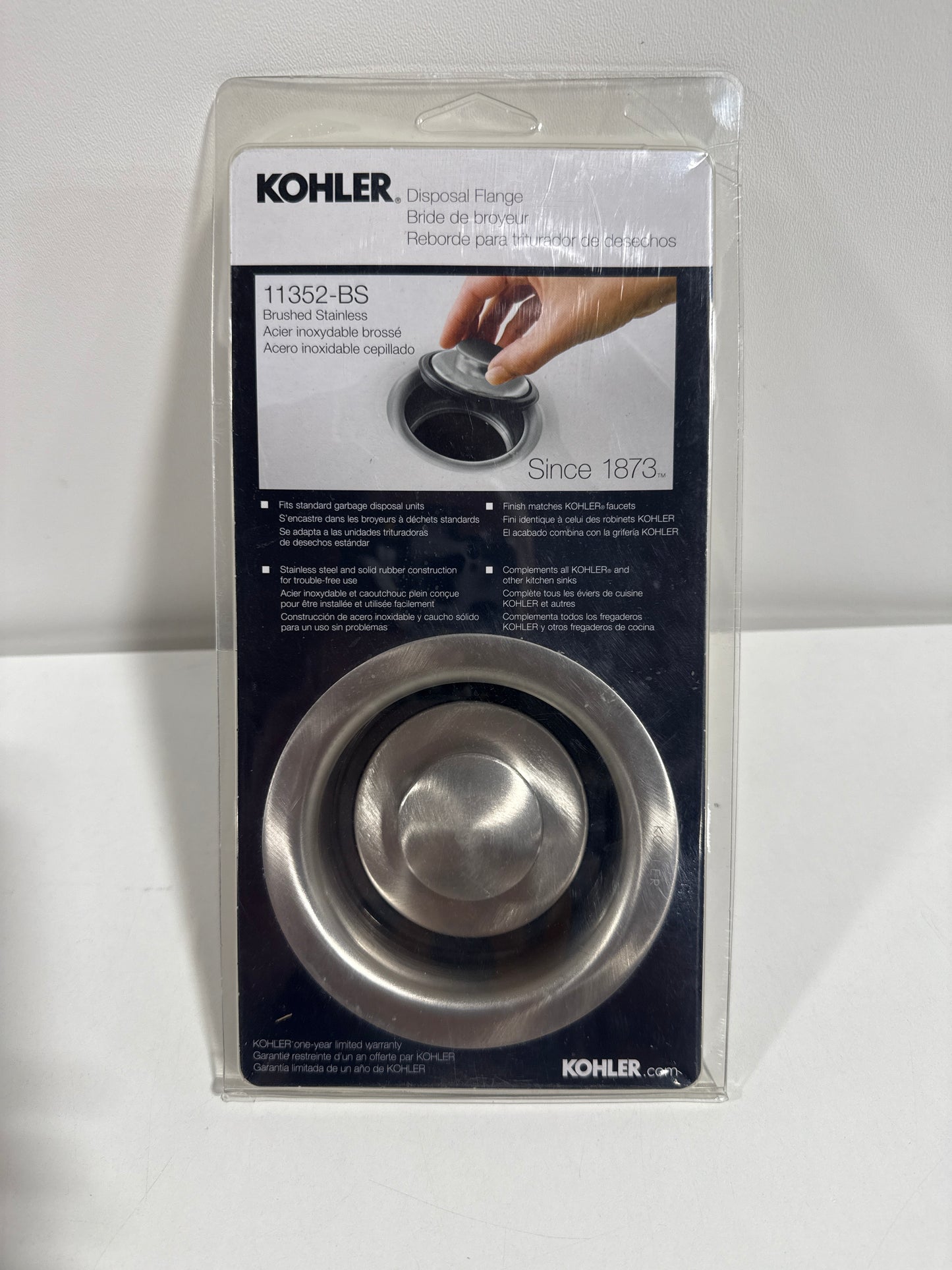 Disposal 4.5 in. Flange with Stopper in Brushed Stainless