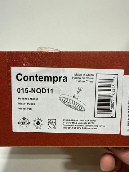 Pfister 015-NQ11 Contempra 1.75 GPM Single Function Rain Shower Head Polished Nickel