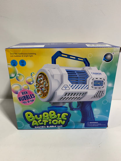Bubble Machine, Bubble Gun for Kids, Two-in-One Bubble Maker with LED Light and Musics for Kids Adults, Rechargeable Bubble Machine Blower Summer Toy Gift for Birthday/Wedding/Party, Blue