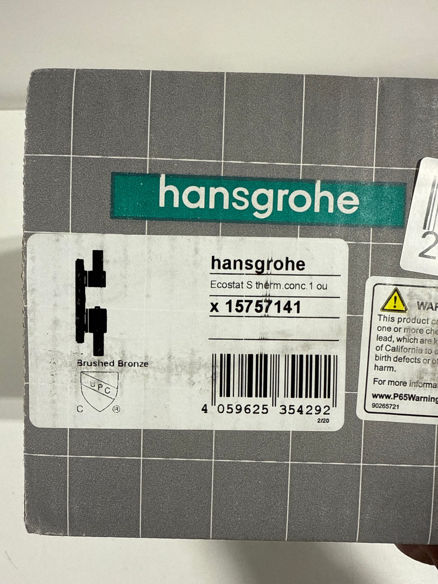 Hansgrohe 15757 Ecostat S Thermostatic Valve Trim Only with Integrated Volume Control for 1 Distinct Function - Less Rough in Brushed Bronze Showers