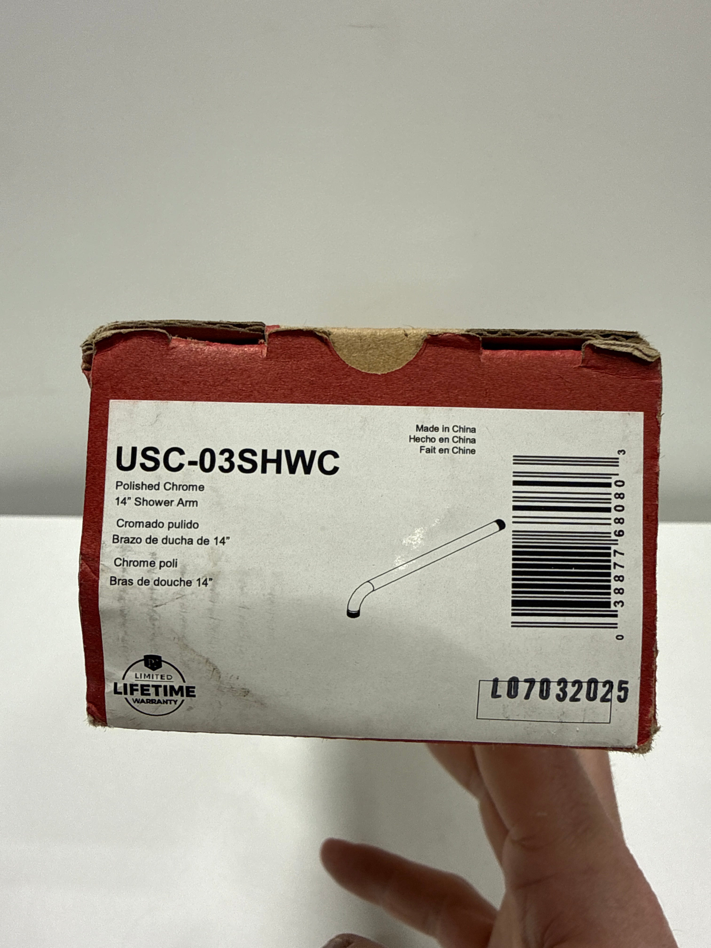 Pfister USC-03SHW Universal 14" Straight Shower Arm Polished Chrome