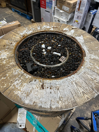 As Is Sunbeam Wine Barrel Fire Pit