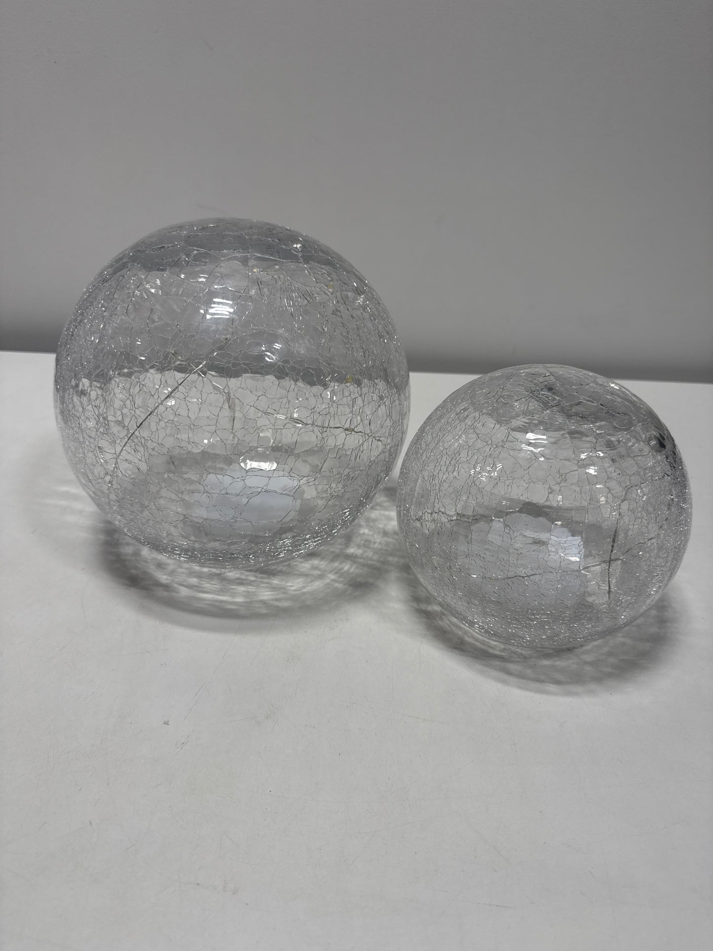 Used Evergreen LED Glass Cubes and Spheres Towers, Set of 2, Assorted Designs