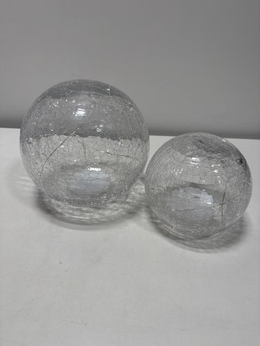 Used Evergreen LED Glass Cubes and Spheres Towers, Set of 2, Assorted Designs