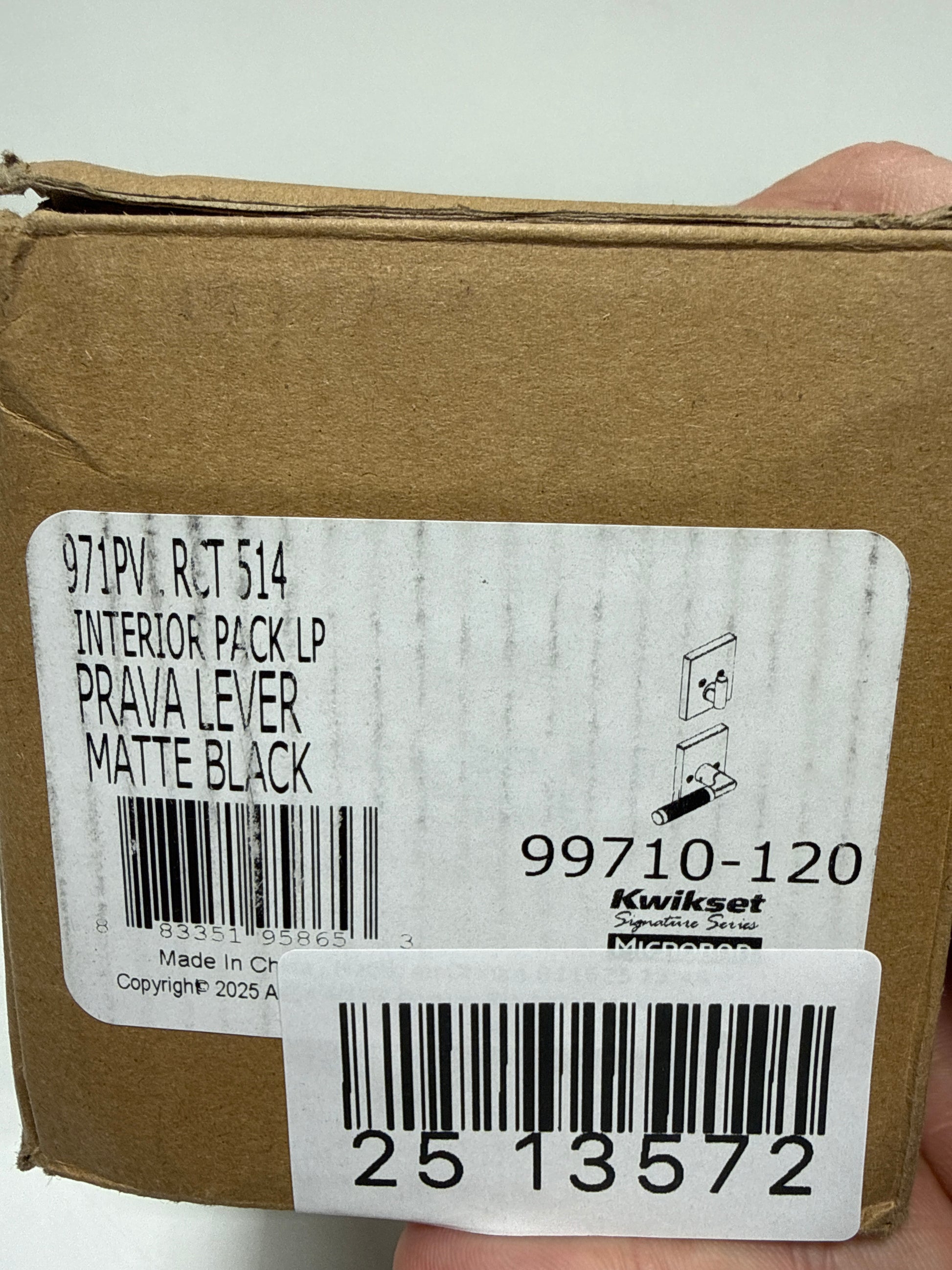 Kwikset 971PVLRCT Prava Lever Keyed Entry Interior Pack with Knurled Handle and Rectangle Rose - *Tools Hardware & Misc