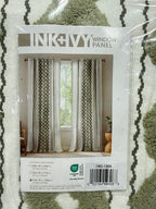 Pair Imani Green Cotton 50 in. W X 108 in. L Printed Light Filtering Curtain