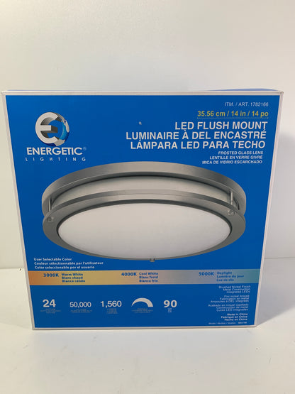 Energetic Lighting 14" LED Flush Mount Light Fixture Brushed Nickel