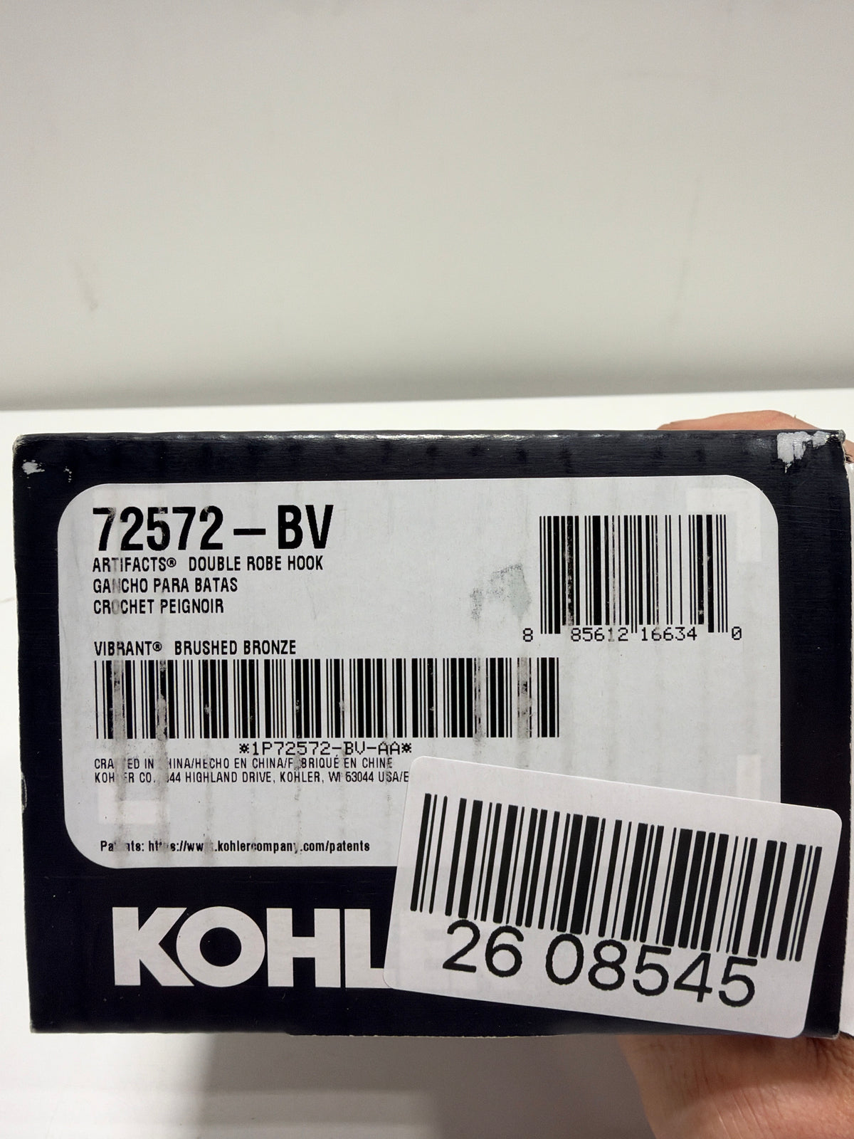 Kohler 72572-BV Artifacts® Double Robe Hook, Vibrant Brushed Bronze