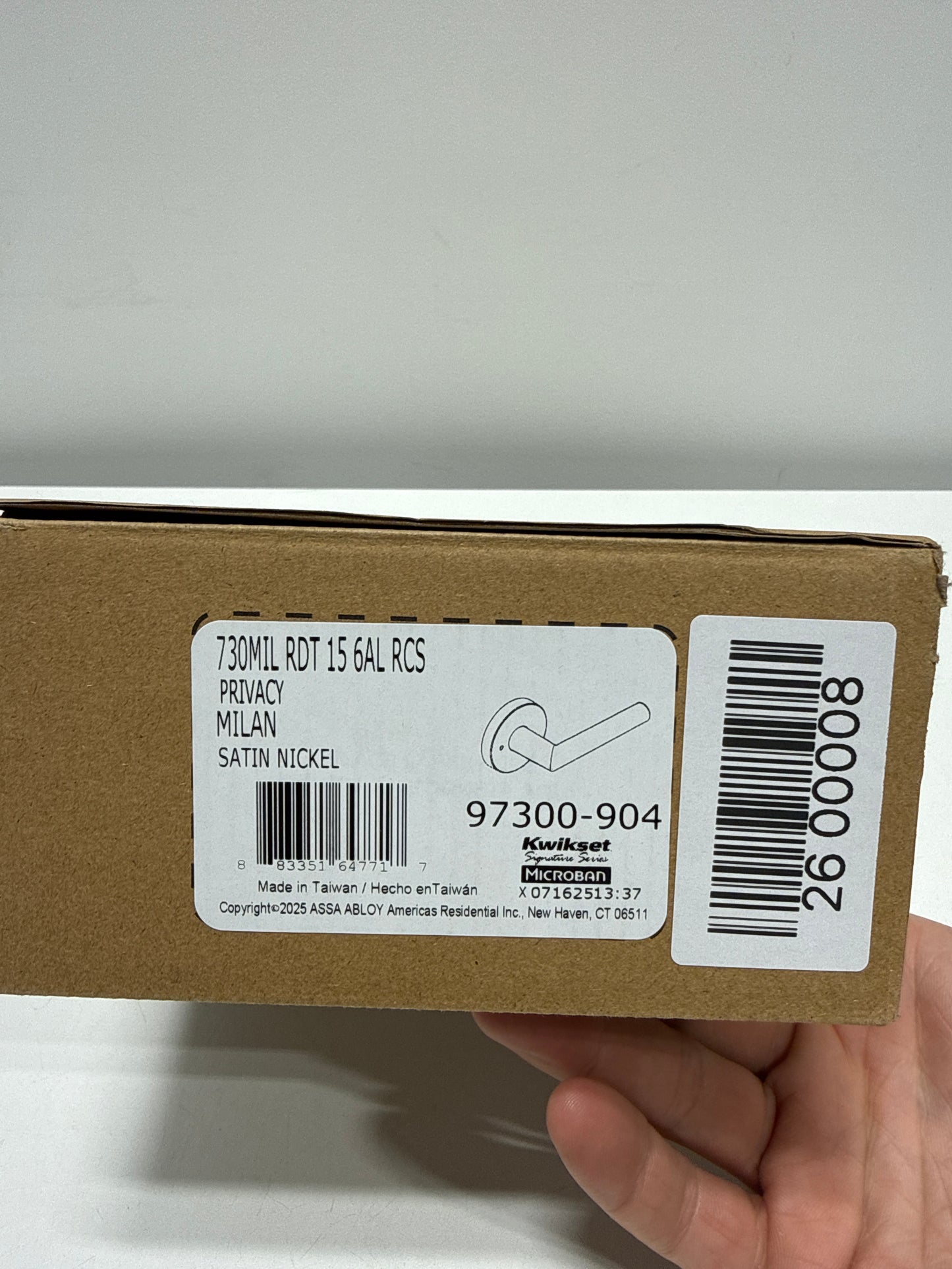 Kwikset Milan Round Privacy Lever Doorknob Satin Nickel