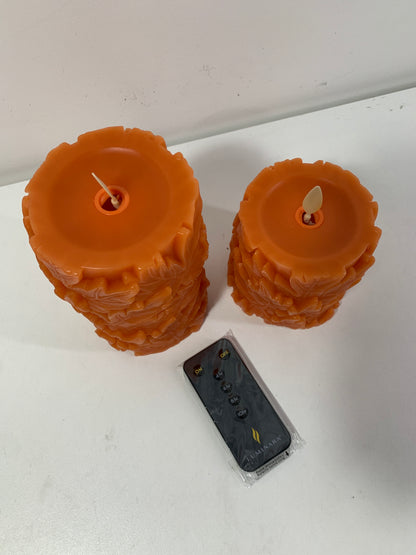 Luminara Set of 2 Harvest Orange Candles 4" & 6"