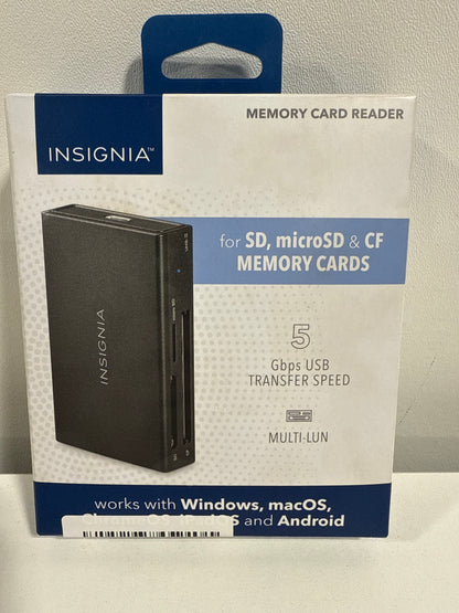Insignia - USB-C to SD, MicroSD and CompactFlash Memory Card Reader - Black