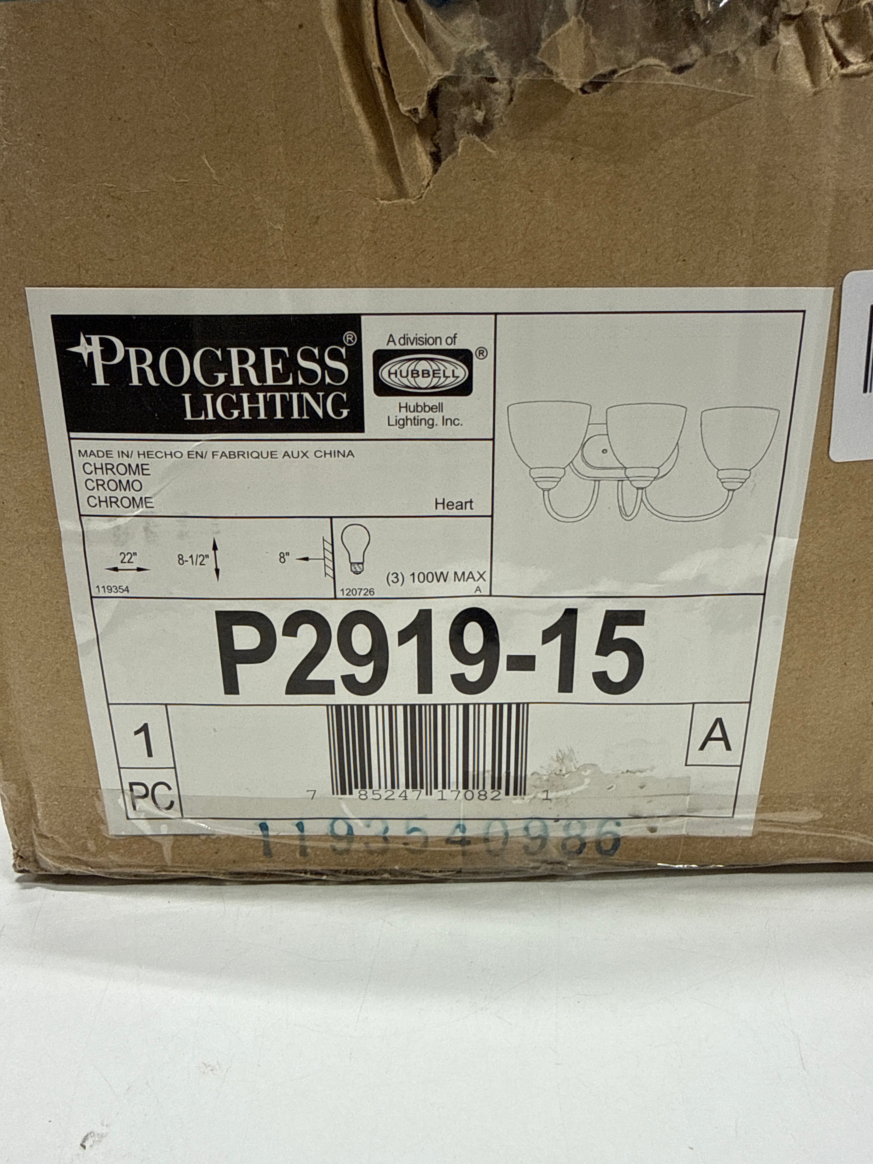 Polished Chrome Three Light Bath Bracket from the Heart Collection