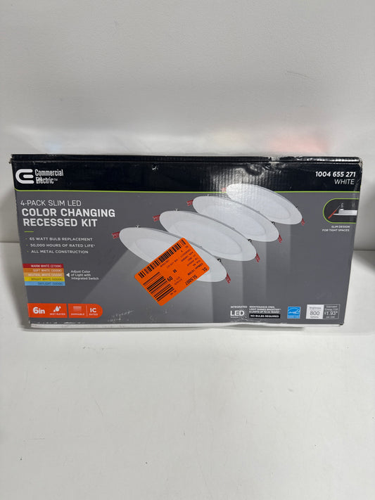 Ultra Slim Integrated LED 6 in Round Adj Color Temp Canless Recessed Light for Kitchen Bath Living Rooms, White 4-Pack