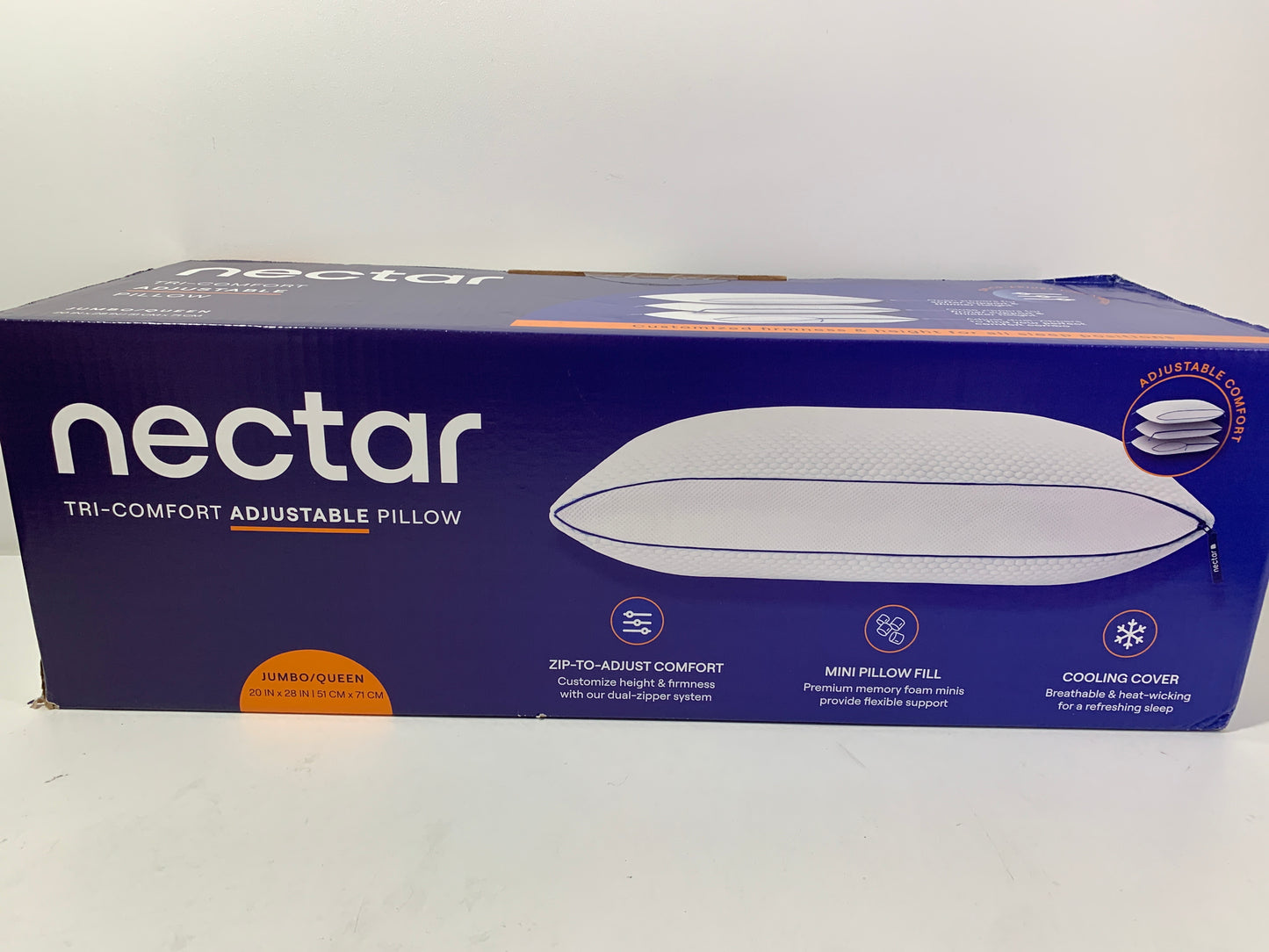 Nectar Tri-Comfort Cooling Bed Pillow Jumbo Queen